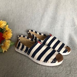 NWOT - Navy & White Stripe Canvas Espadrilles